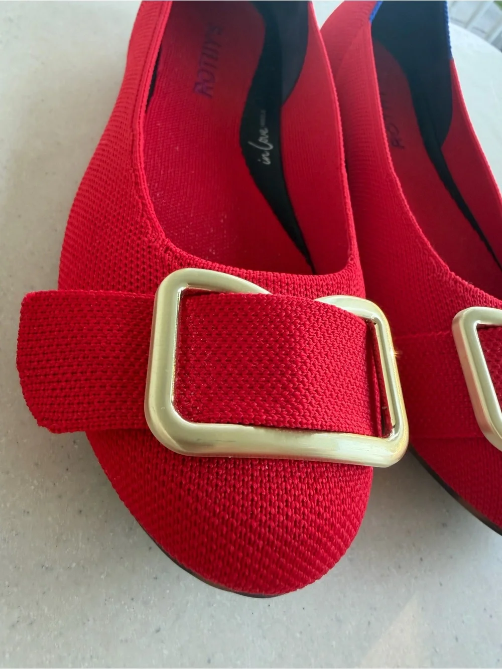 Rothy’s Women’s Size 7 Red Canvas Ballet Flats EUC